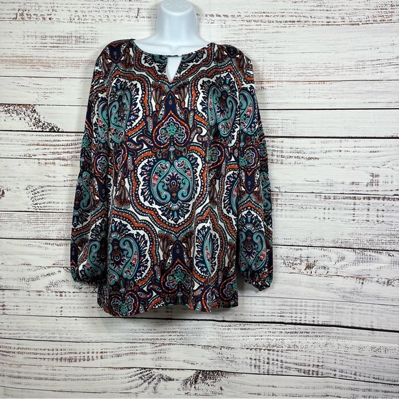 Talbots Multicolor Paisley Print Long Sleeve Blouse - Picture 1 of 15